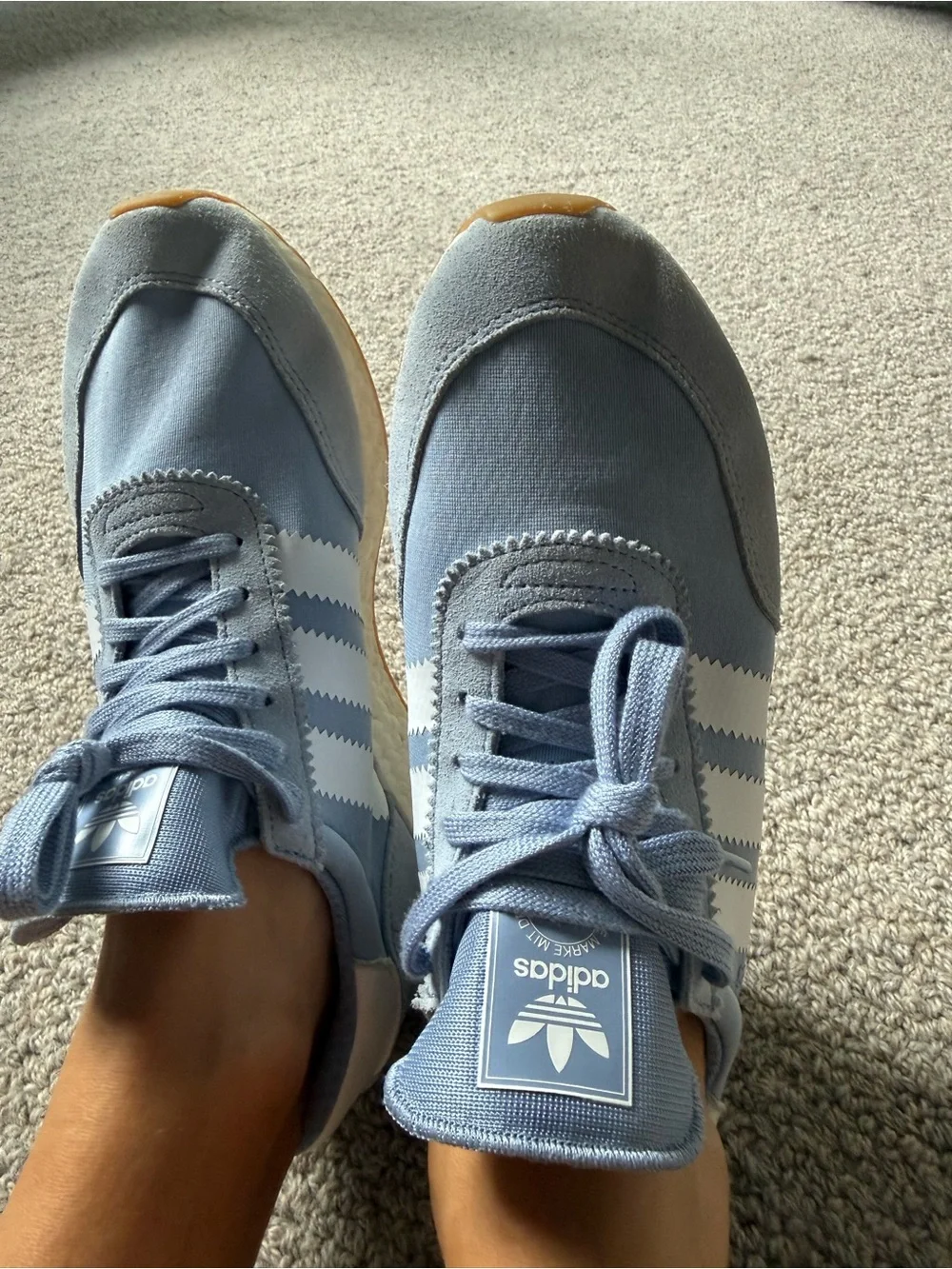 adidas Originals Light Blue and White Women's Retro Runner Sneakers